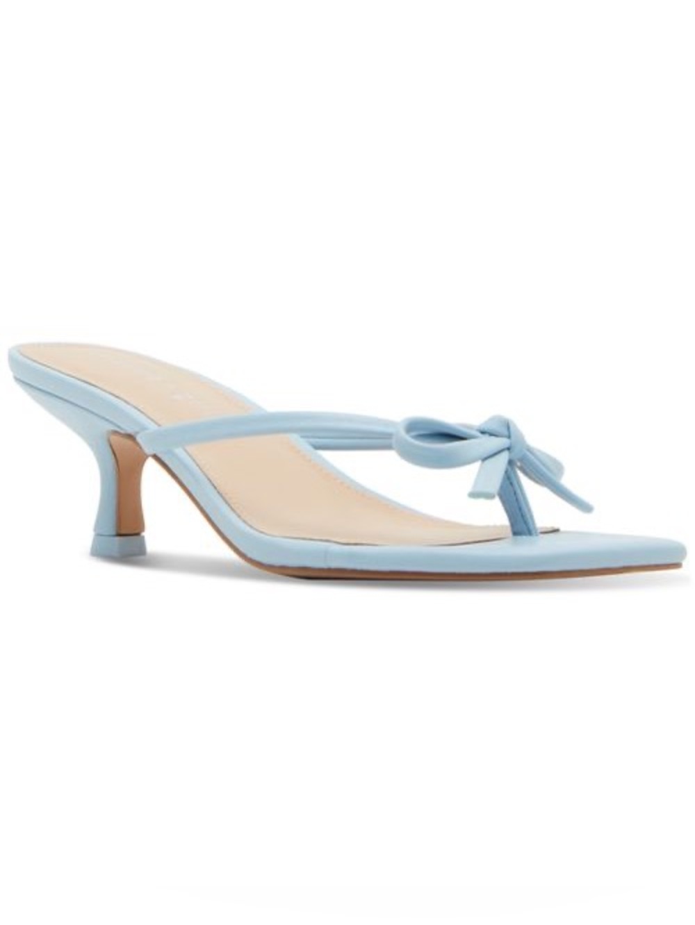 Charlotte Kitten-Heel Bow Dress Sandals - Ice Blue